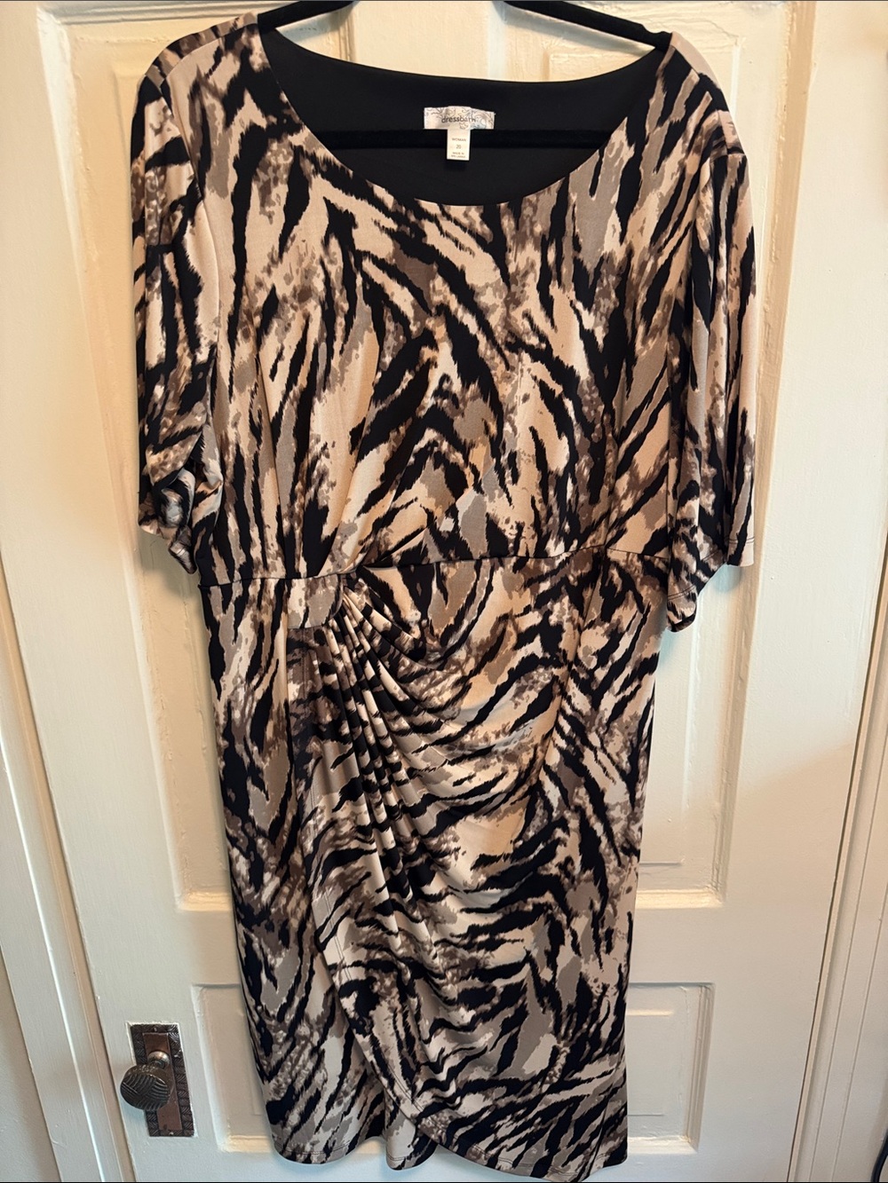 Dress Barn Black and Beige Abstract Animal Print Dress
